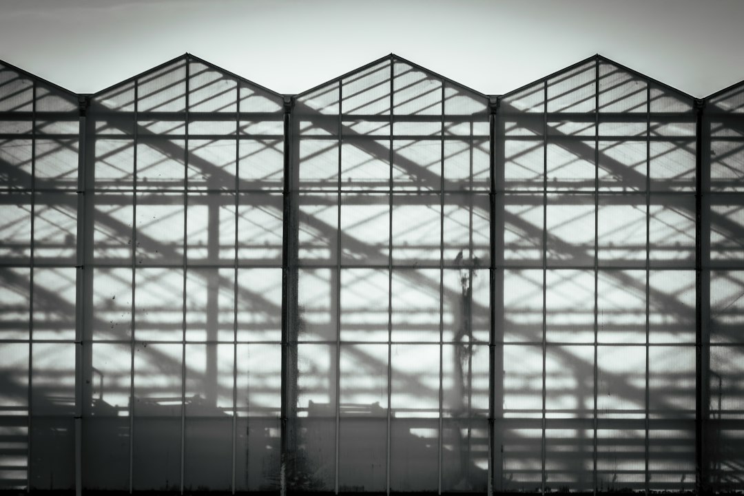 A black and white photo of a train station